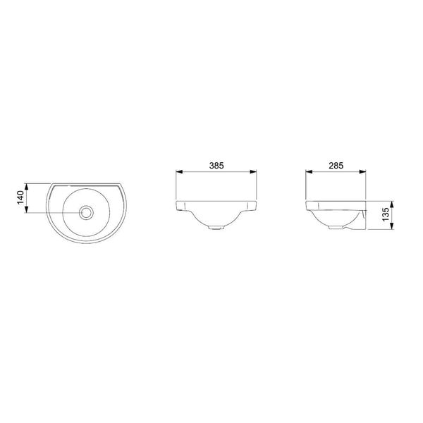 LAVATORIO SUSPENSO PEQUENO FASL 385X285MM