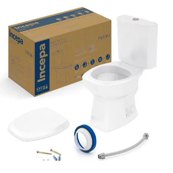 KIT VASO ACOPLADO THEMA ECOFLUSH 3/6 LITROS BRANCO