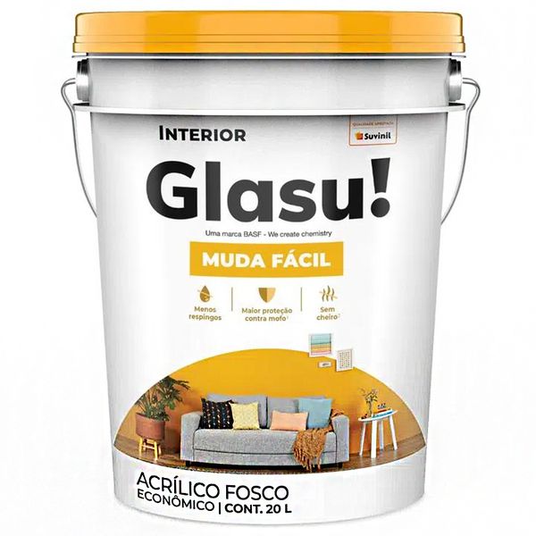 TINTA GLASU! MUDA FACIL BRANCO NEVE FOSCO BALDE 20 LITROS