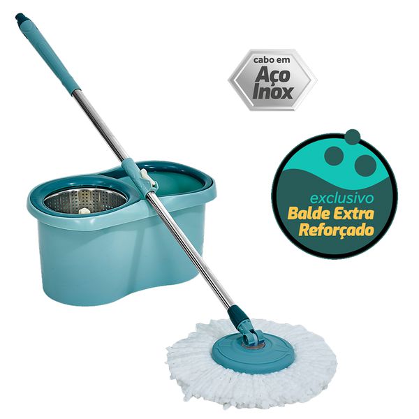 MOP GIRATORIO FIT COM CESTO PLASTICO 8L + 1 REFIL RAYCO
