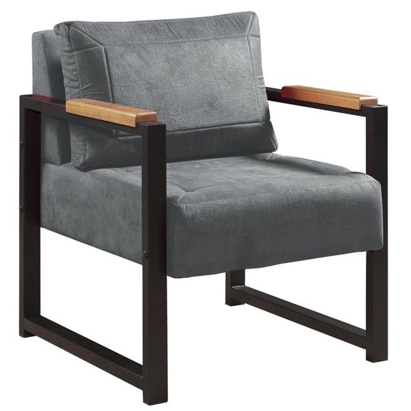 POLTRONA DECORATIVA IPANEMA TECIDO LINHO CINZA