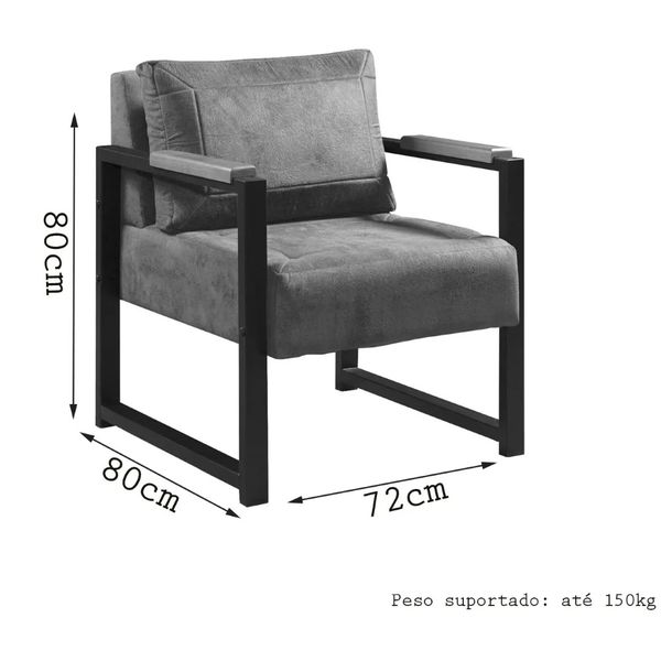 POLTRONA DECORATIVA IPANEMA TECIDO LINHO CINZA