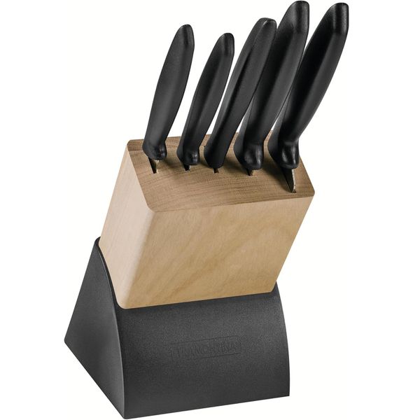 JOGO DE FACAS PLENUS 6 PEÇAS COM CEPO TRAMONTINA