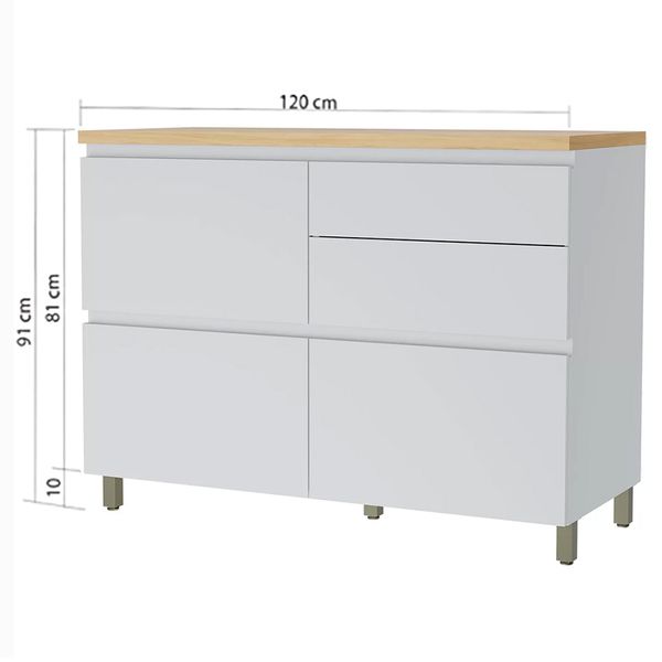 BALCAO 1 PORTA COM BASCULANTE E 4 GAVETAS RAINHA 120CM NESHER