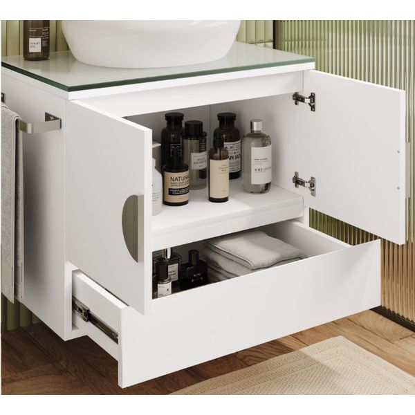 GABINETE HERA 60 COM CUBA DE LOUÇA E TOALHEIRO BRANCO