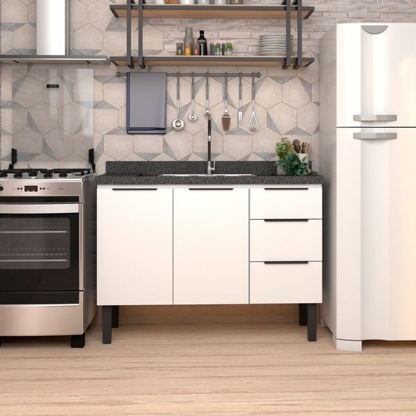 GABINETE AÇO JÚPITER BRANCO PARA PIA 120