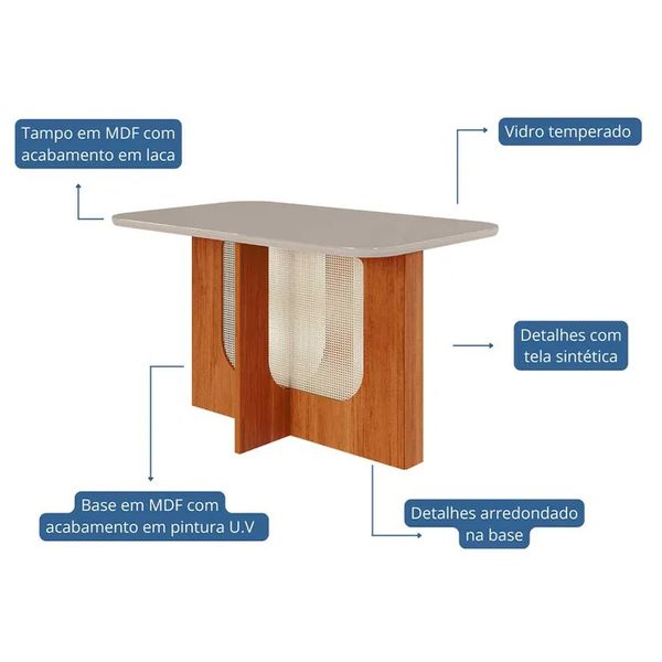 MESA LOUISE 1,30 CINAMOMO/OFFWHITE