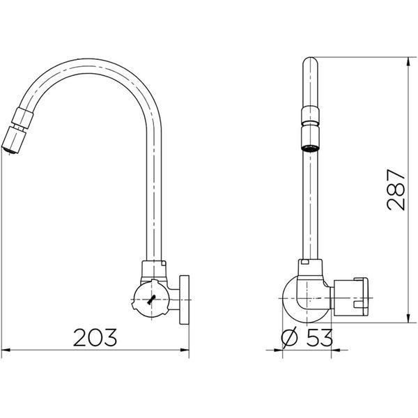 TORNEIRA COZINHA PAREDE BICA ALTA NOVA RIVA DOCOL
