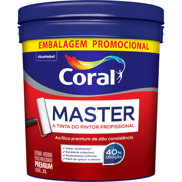TINTA CORAL MASTER BRANCO 20 LITROS BALDE