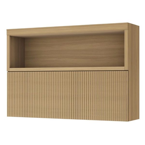 ARMÁRIO AÉREO MARQUESA COM NICHO E 1 PORTA BASCULANTE RIPADA 120CM NATURE NESHER 