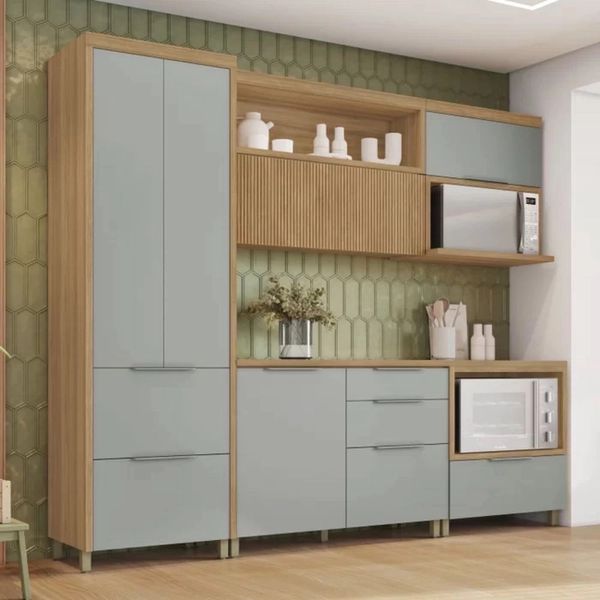 ARMÁRIO AÉREO MARQUESA COM NICHO E 1 PORTA BASCULANTE RIPADA 120CM NATURE NESHER 