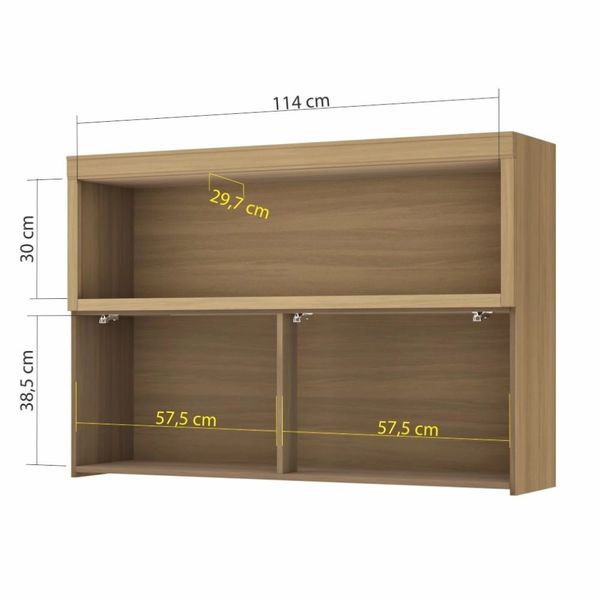 ARMÁRIO AÉREO MARQUESA COM NICHO E 1 PORTA BASCULANTE RIPADA 120CM NATURE NESHER 