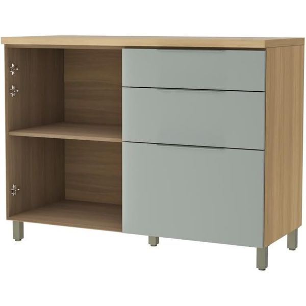 BALCÃO MARQUESA COM 1 PORTA E 3 GAVETAS 120CM NATURE VERDE NESHER 