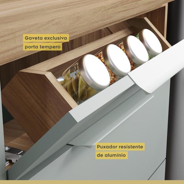 BALCÃO MARQUESA COM 1 PORTA E 3 GAVETAS 120CM NATURE VERDE NESHER 