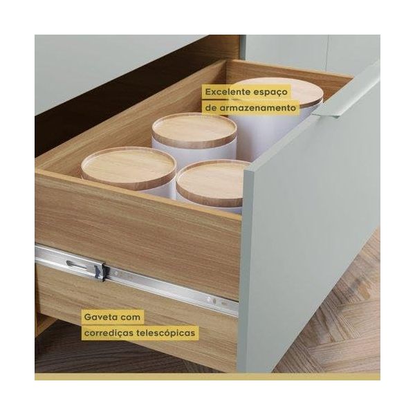 BALCÃO MARQUESA COM 1 PORTA BASCULANTE E 1 GAVETA NATURE VERDE NESHER 