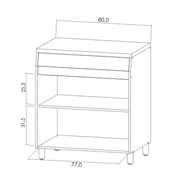 BALCAO 2 PORTAS 1 GAVETA NESHER SIMONE MENDES 80CM 100% MDF CRV