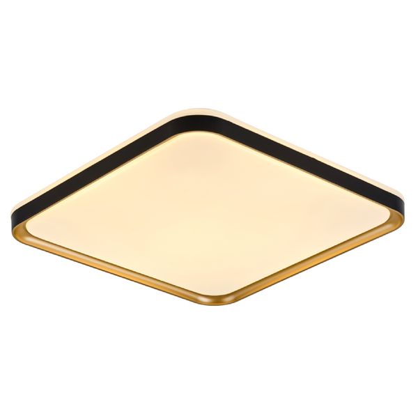 PLAFON TORONTO QUADRADO 30CM 24W PRETO COM DOURADO