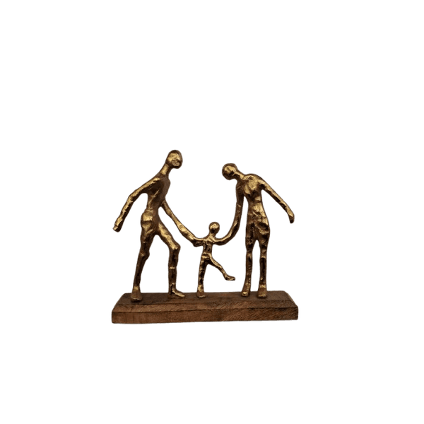 ESCULTURA FAMÍLIA GOLD MADEIRA / ALUMÍNIO