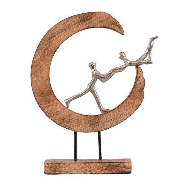 ESCULTURA MOON LOVERS MADEIRA/ALUMINIO