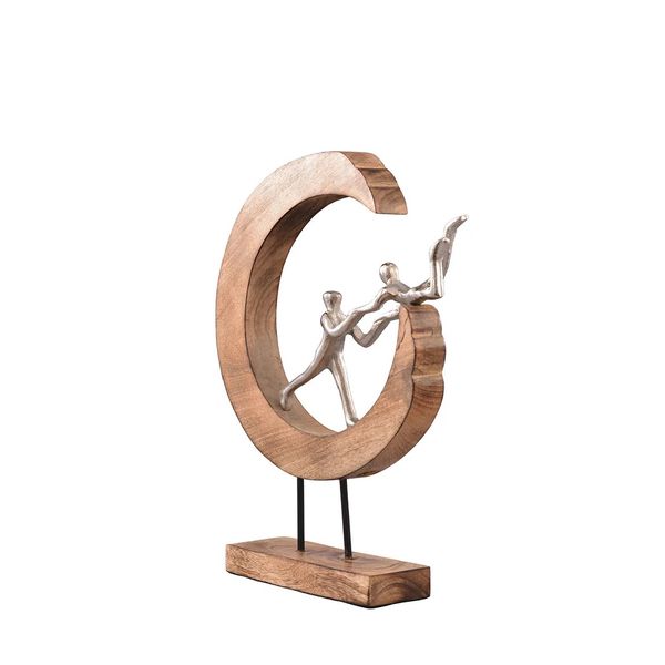 ESCULTURA MOON LOVERS MADEIRA/ALUMINIO