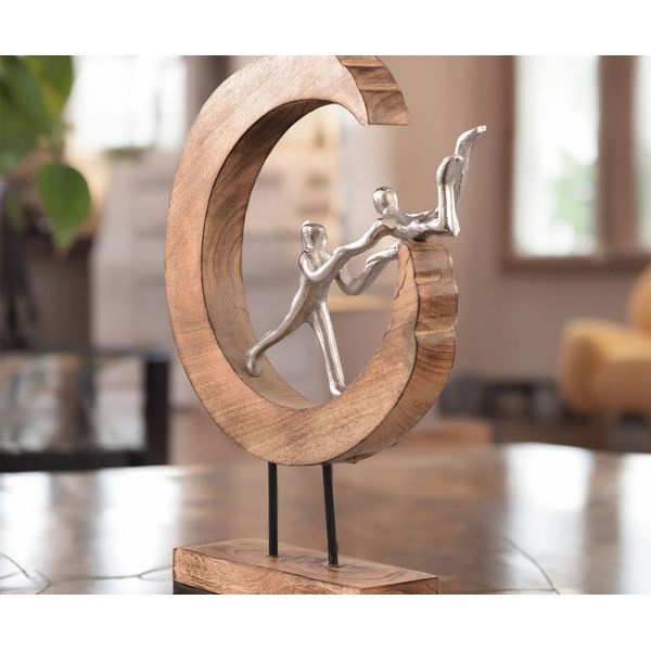 ESCULTURA MOON LOVERS MADEIRA/ALUMINIO