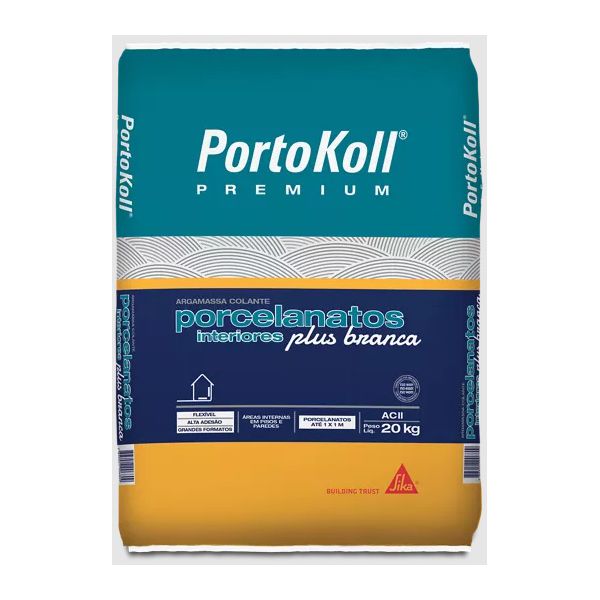 ARGAMASSA COLANTE PORCELANATO INTERNO PLUS AC2 20KG BRANCA PORTOKOLL