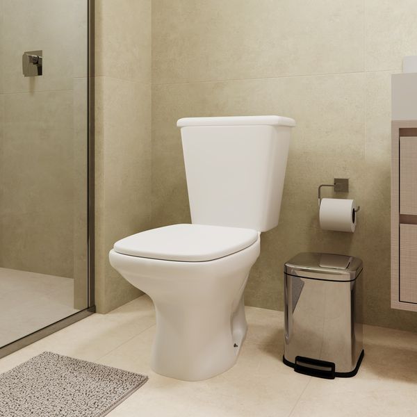 KIT VASO SANITÁRIO COM CAIXA ACOPLADA E ASSENTO BRANCO - MARIANA ICASA