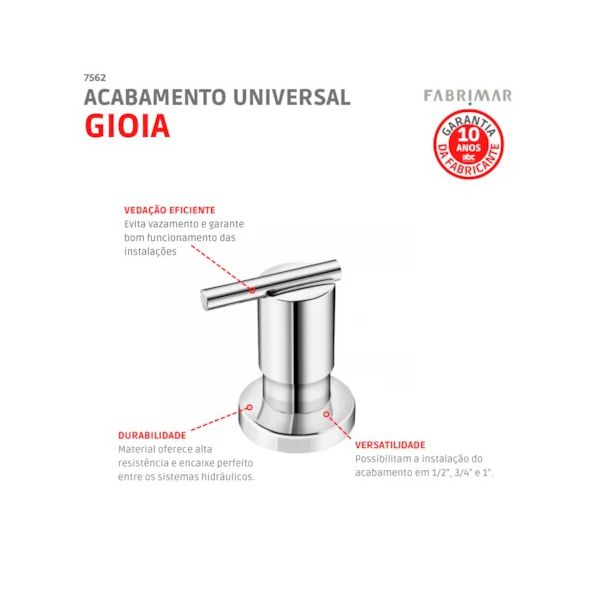 Acabamento Universal Gioia Cromado 1/2,3/4 E 1 Fabrimar