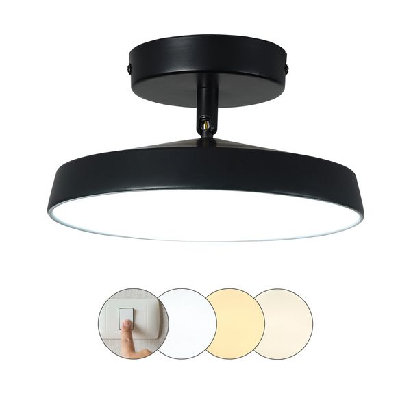 PLAFON LED REDONDO PRETO 23CM 3000K E 6000K 9W - 4000K 18W Hevvy