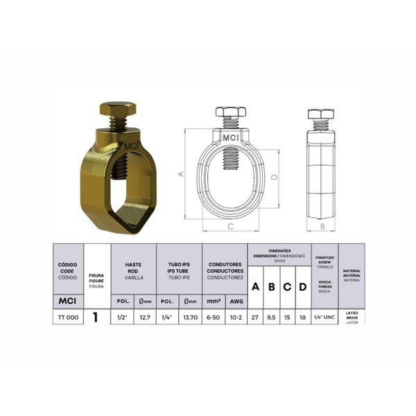 CONECTOR HASTE COBREADA 1/2 A 5/8 MCI