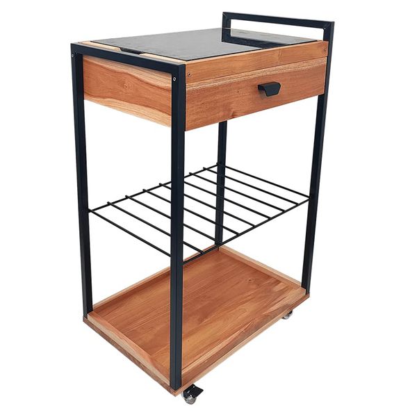 CARRINHO PARA CHURRASCO KOPER COM GAVETA E PEDRA