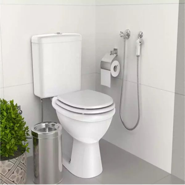 KIT DUCHA POP BRANCO PARA REGISTRO ABS FLEXIVEL INOX CROMADO 1,2 BLISTER