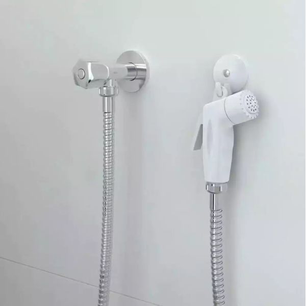 KIT DUCHA POP BRANCO PARA REGISTRO ABS FLEXIVEL INOX CROMADO 1,2 BLISTER