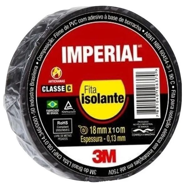 Fita Isolante Imperial 18mm Preta