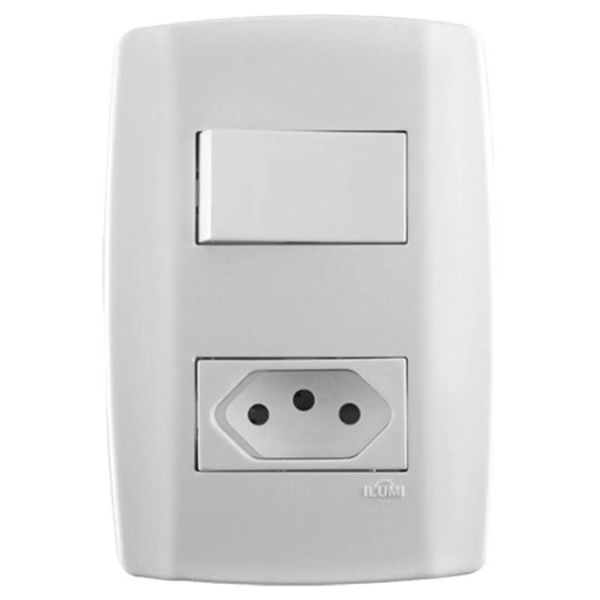 INTERRUPTOR TECLA SIMPLES 10A + TOMADA 4X2 SLIM ILUMI