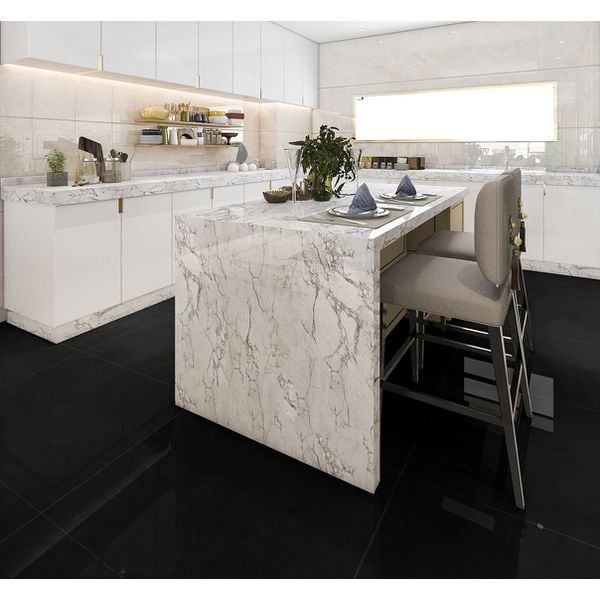 PORCELANATO 73X73 DELTA NERO POLIDO EXTRA RETIFICADO
