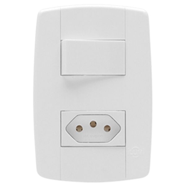 INTERRUPTOR TECLA SIMPLES 10A + 1 TOMADA 250V 4x2 LEV ILUMI