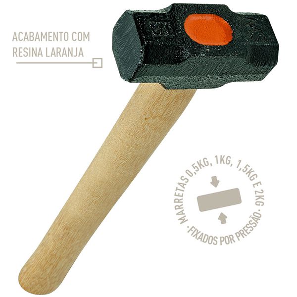 Marreta Com Cabo De Madeira Fundido