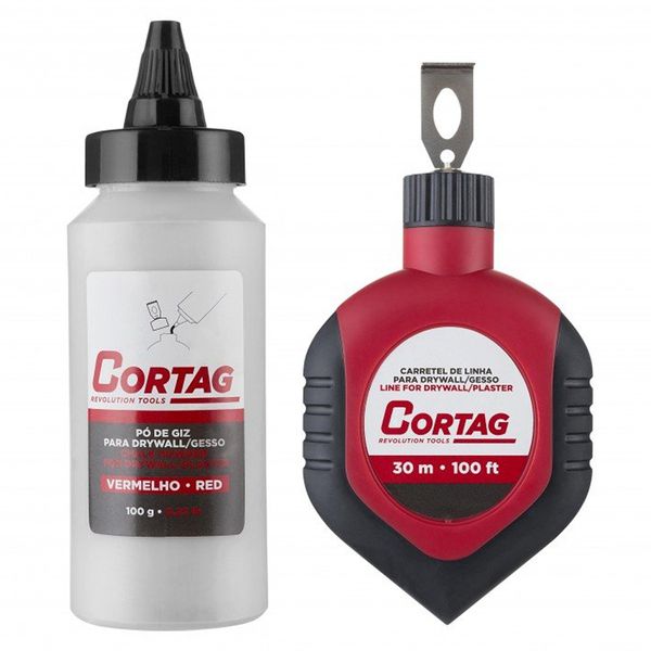 Carretel De Linha 30 Metros Com Giz Para Drywall Cortag