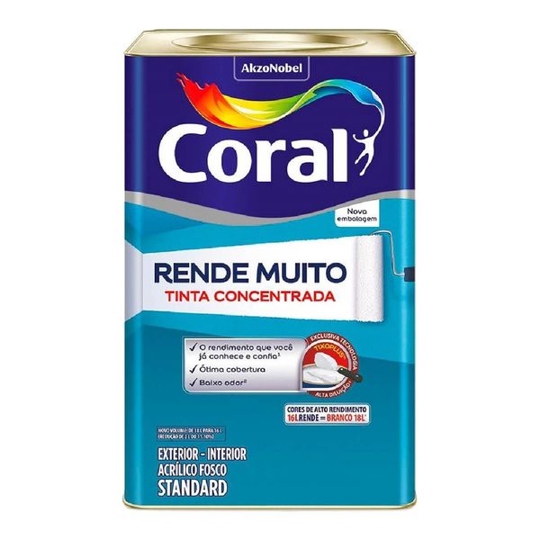 TINTA ACRÍLICA FOSCA RENDE MUITO 16 LITROS CORAL