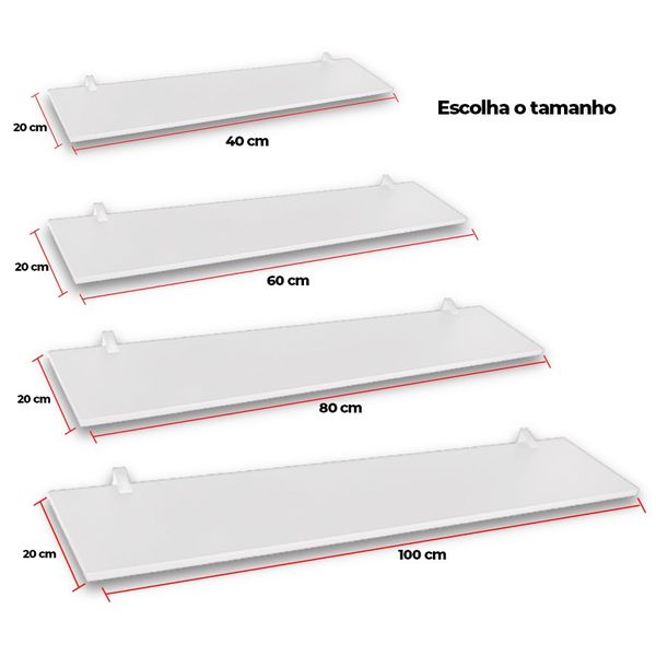 PRATELEIRA EM MDP COM SUPORTE CLIP 20CM BRANCA