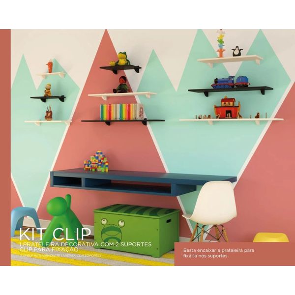 PRATELEIRA EM MDP COM SUPORTE CLIP 20CM BRANCA