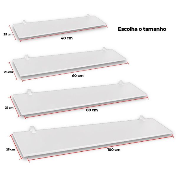 PRATELEIRA EM MDP COM SUPORTE CLIP 25CM BRANCA