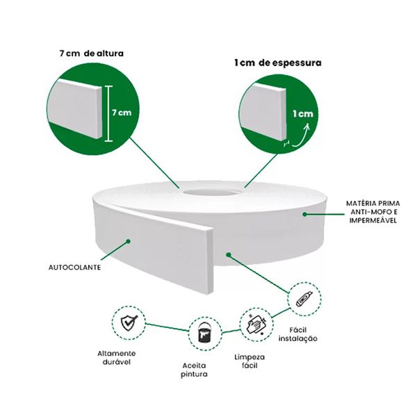 RodapÉ Rp43 7x1m Rolo Branco