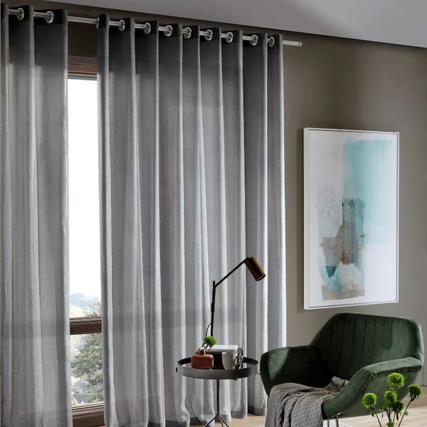 CORTINA PRATIKA LISA SLIM CINZA ESCURO BELLA JANELA