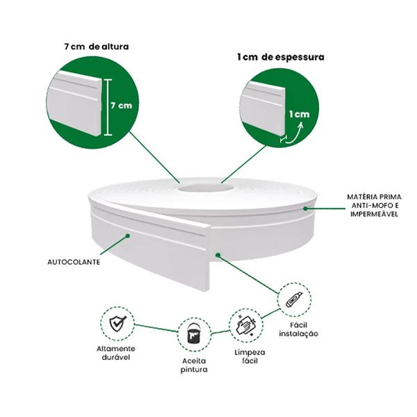 RodapÉ Rp16 7x1cm Rolo Branco