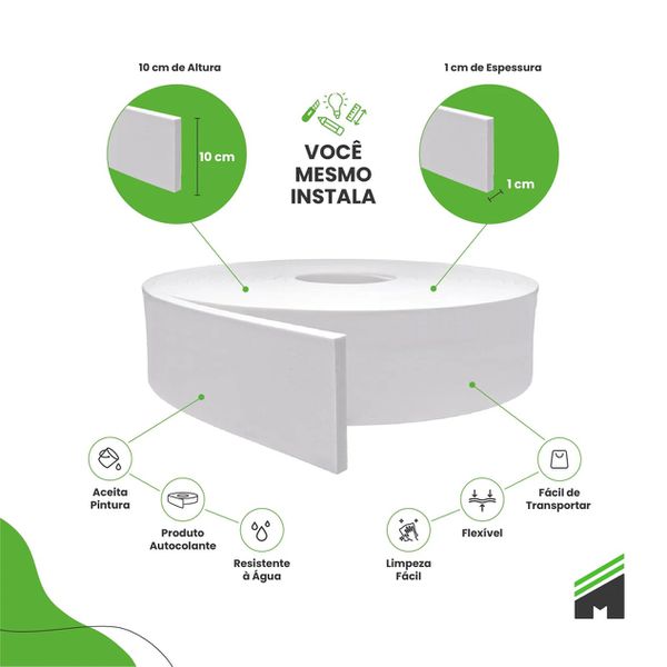 RodapÉ Rp43 10x1cm Rolo Branco