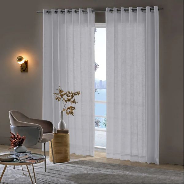 CORTINA RÚSTICA LINHÃO CINZA BELLA JANELA