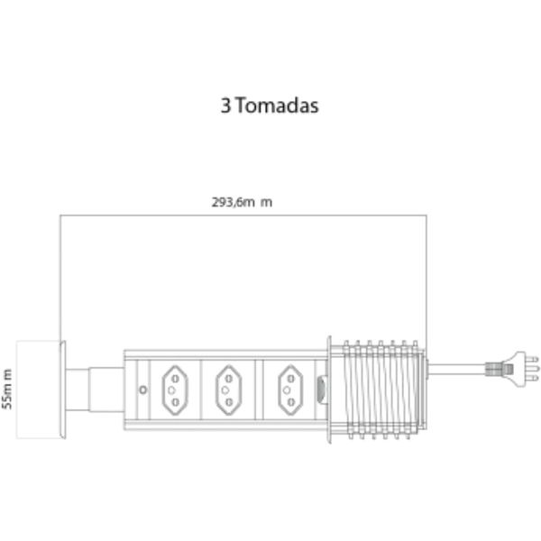TORRE DE TOMADA COM 3 TOMADAS PRATA