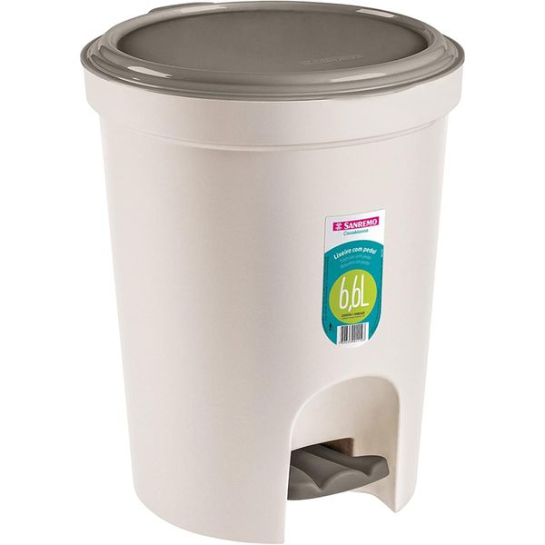 LIXEIRA COM PEDAL BRANCA 6,6 LITROS